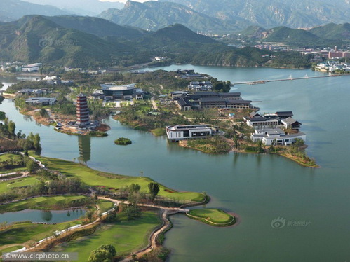 北京懷柔雁棲湖湖心島APEC峰會場館。