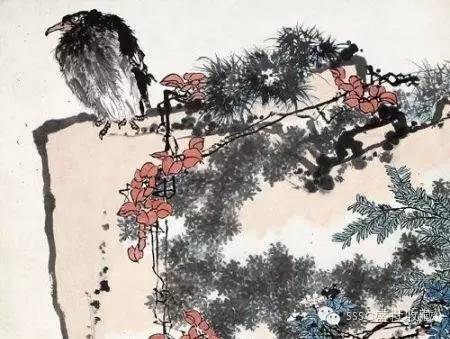 潘天壽 《鷹石山花圖》