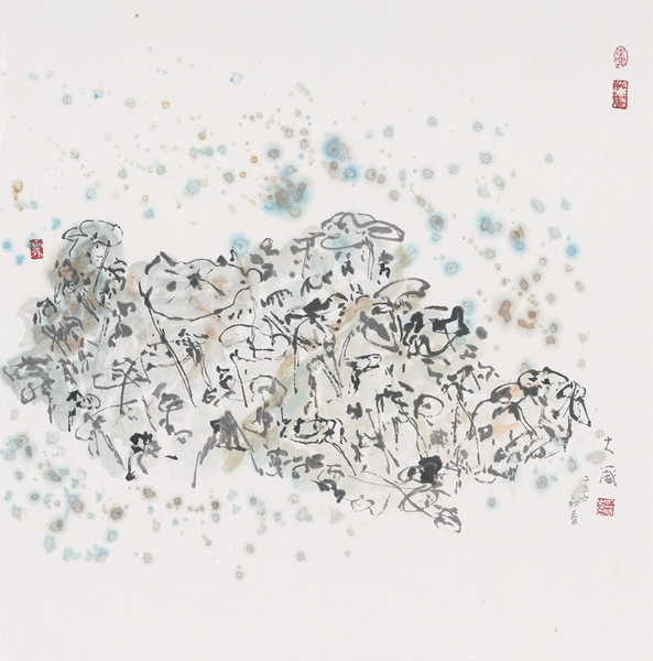 19.邵大箴《山水》水墨2016年初春，69cmx69cm