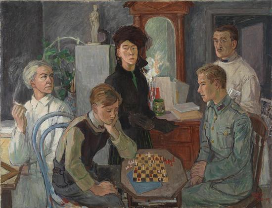 　　Tove Jansson， Family， 1942， Oil， 89 x 116 cm， Private Collection。 Photo： Finnish National Gallery / Hannu Aaltonen