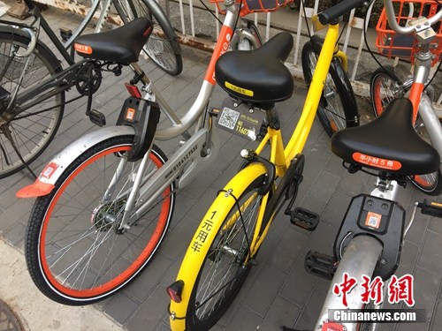 資料圖。某輛共享單車號(hào)碼被損。<a target='_blank' href='http://www.chinanews.com/' >中新網(wǎng)</a> 吳濤 攝