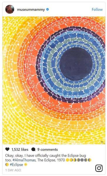 “講真，我真的抓拍到了日食！Alma Thomas，《Eclipse》，1970”。圖片：museummammy的Instagram