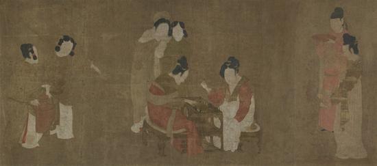 佛利爾美術(shù)館藏《內(nèi)人雙陸圖》，仿周昉風(fēng)格