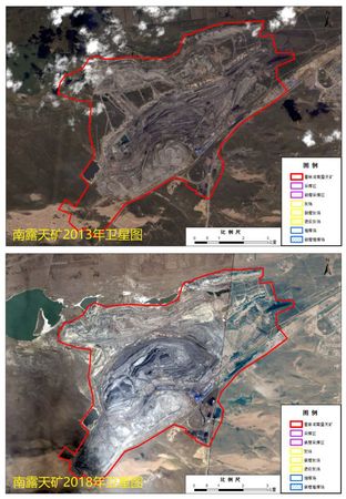 圖2 2013年以來(lái)霍林河露天煤礦(南礦)占用、損毀草原面積迅速擴(kuò)大