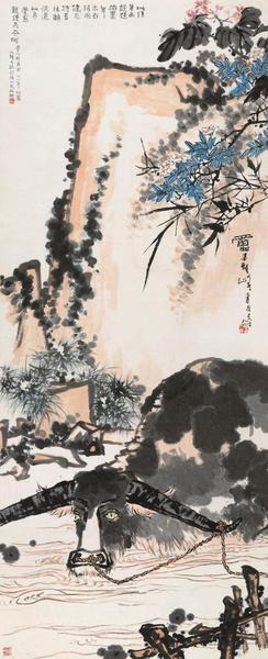 潘天壽 《春塘水暖圖》 設(shè)色紙本  立軸 1961 年作 248.5×102 cm