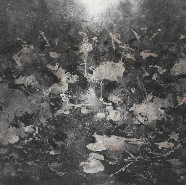 陸春濤，荷塘·2014No.105，97×97cm，紙本水墨設(shè)色，2014