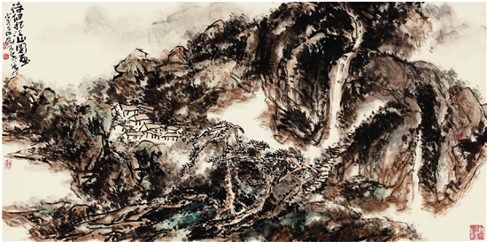 謝水墨 待細(xì)把江山圖畫 68×138cm