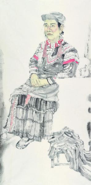 尚可  涼山寫生之一  紙本設(shè)色  149×73cm